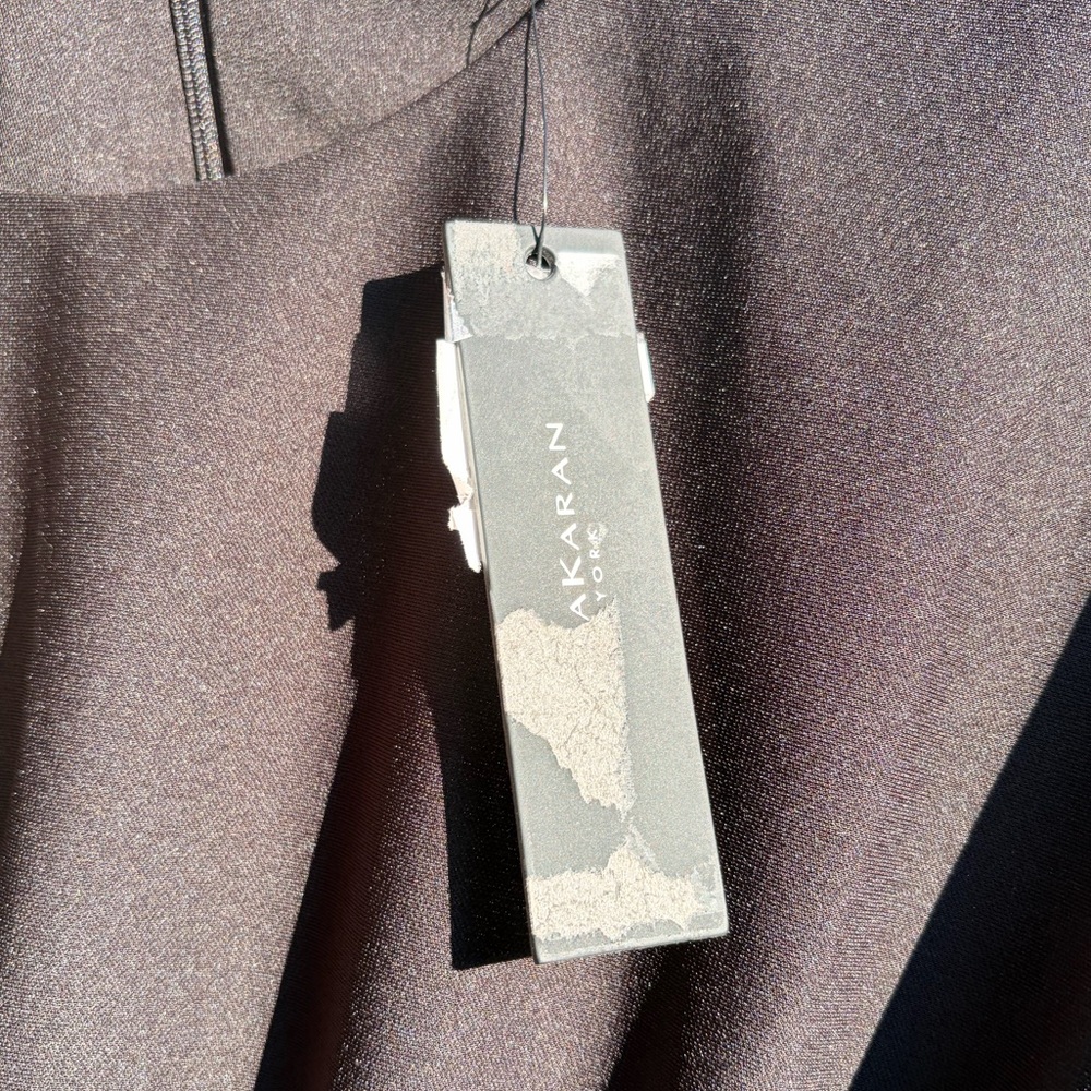 🆕✨ Donna Karan New York Ruched Midi Dress Size 8 Brown Sleeveless Asymmetrical - Picture 14 of 15